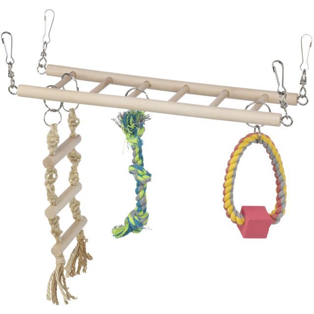 Trixie Suspension Bridge Ladder and Toy for Hamsters Wood/Rope