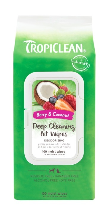 TropiClean Berry & Coconut Deep Cleaning Pet Wipes
