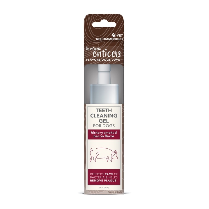 TropiClean Enticers Teeth Cleaning Gel for Dogs Smoked Bacon