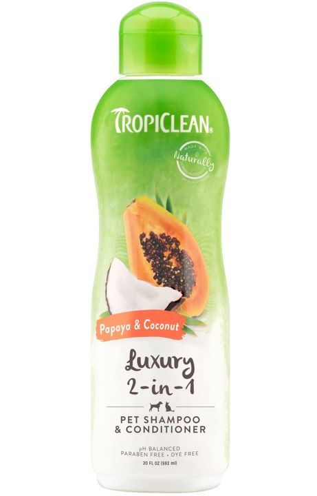 TropiClean Papaya & Coconut Luxury 2-in-1 Shampoo for Dogs