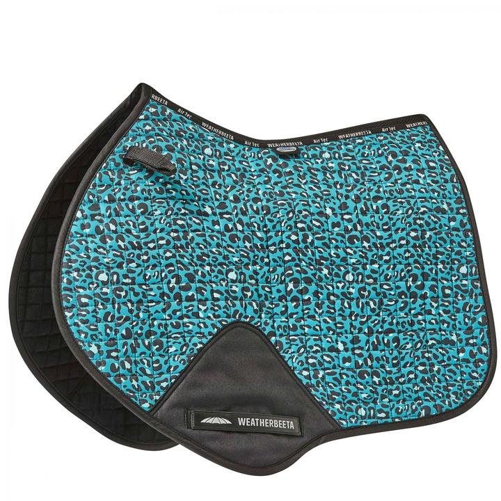 WeatherBeeta Prime Jump Saddle Pad Turquoise Leopard Print