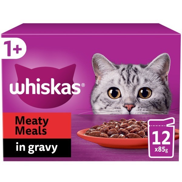 Whiskas 1+ Cat Pouches Meaty Meals in Gravy