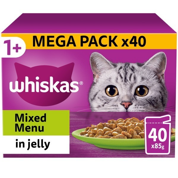 Whiskas 1+ Cat Pouches Mixed Menu Mega Pack in Jelly
