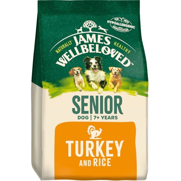 James Wellbeloved Senior Dog Food Turkey & Rice Kibble VioVet.co.uk