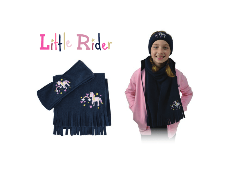 Hy Scarves and Snoods | Hy Little Rider Little Unicorn Headband and Scarf Set Colour Navy