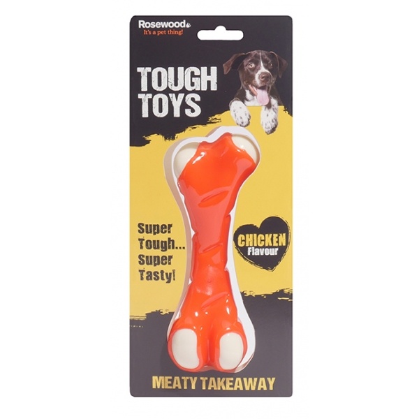 Rosewood Meaty Takeaway Tough Dog Toys - Chicken Bone - Small