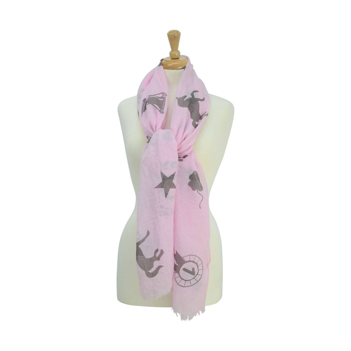 Hy Scarves and Snoods | HyFASHION Ladies Balmoral Scarf Colour Pastel Pink/ Pale Brown