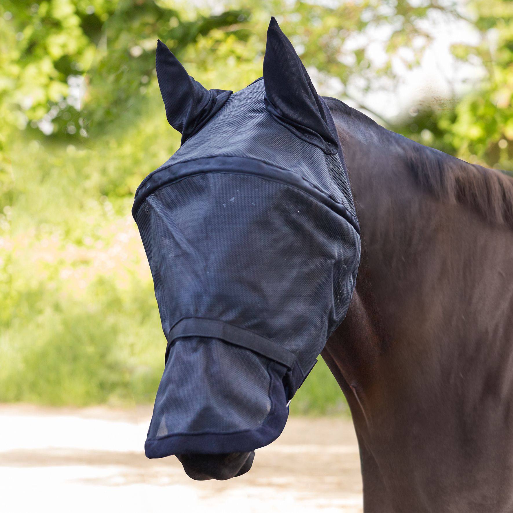 Waldhausen Premium Space Fly Bonnet Mask With Ear Protection - Full Black