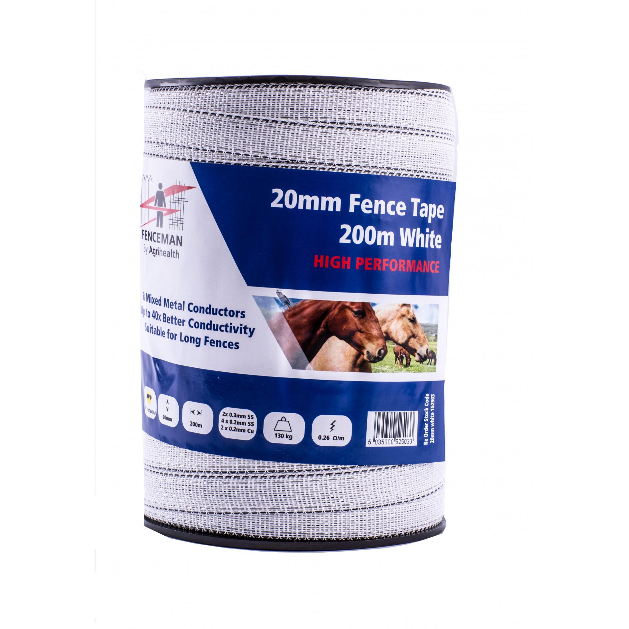 Fenceman High Performance Tape - 20Mm - White 200M