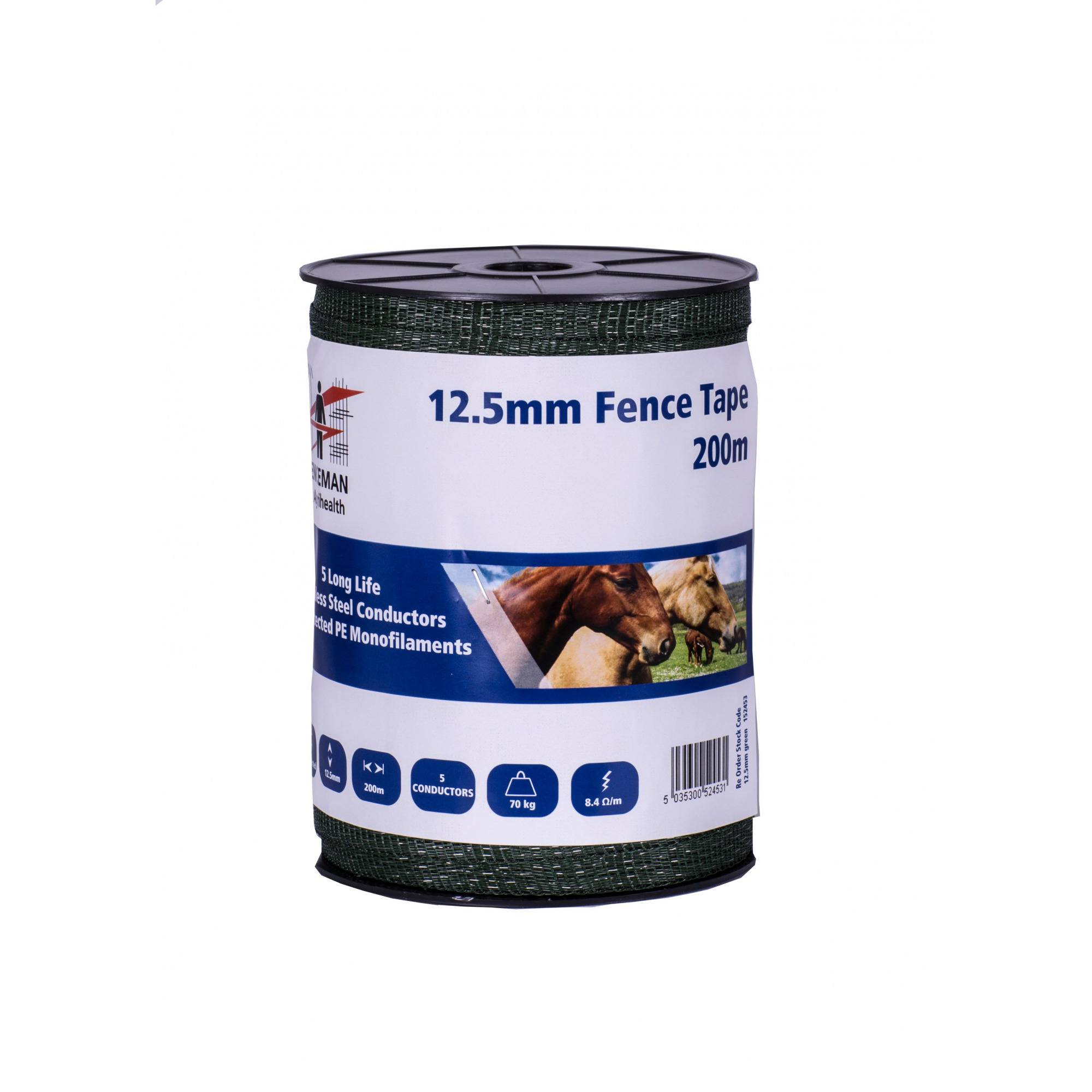 Fenceman Tape - 12.5Mm - Green 200M