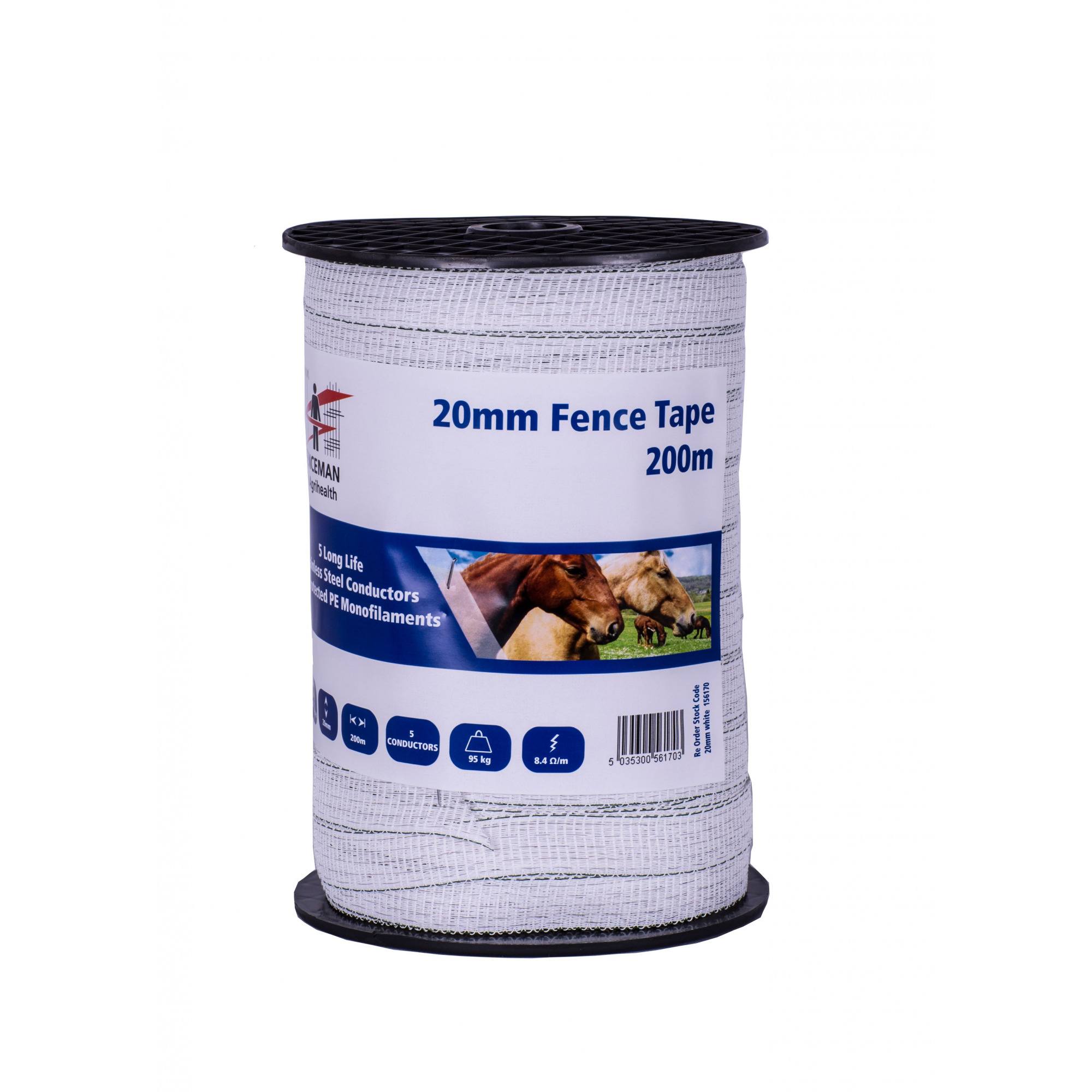 Fenceman Tape - 20Mm - White 200M