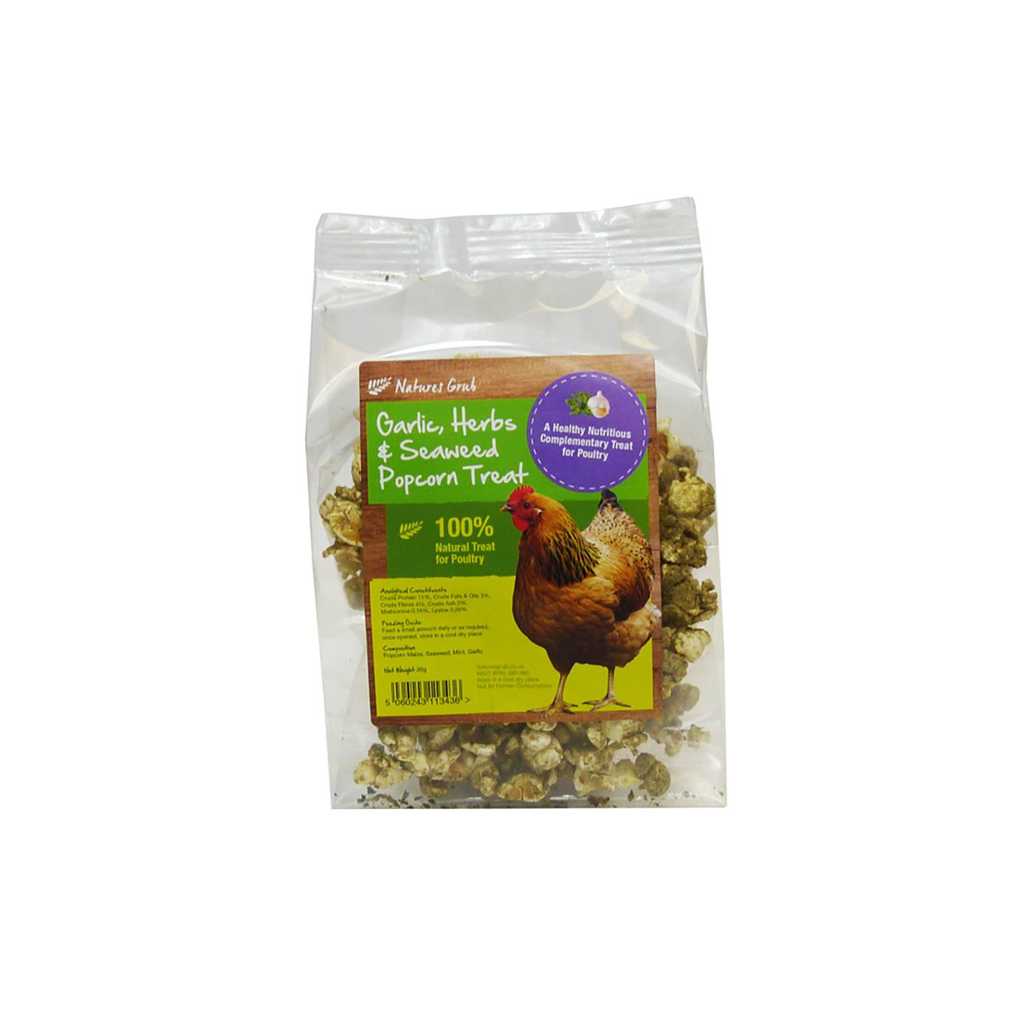 Natures Grub Nature's Grub Garlic, Herbs And Seaweed Popcorn Treat For Birds - Bag 20G