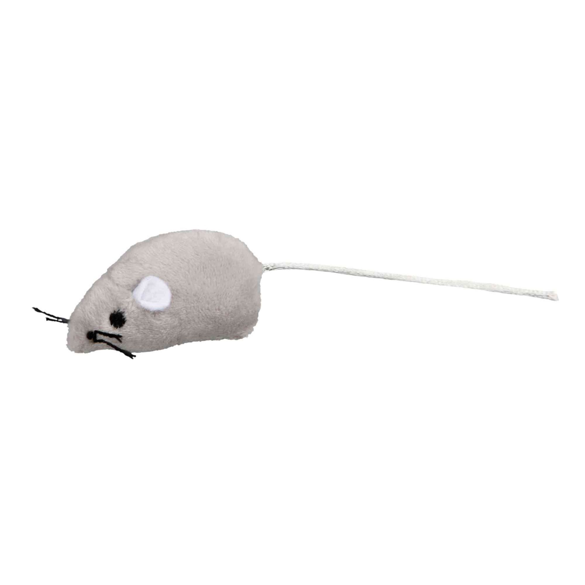 Grey Pack of 12 Trixie Plush Mouse for Cat 5 cm 