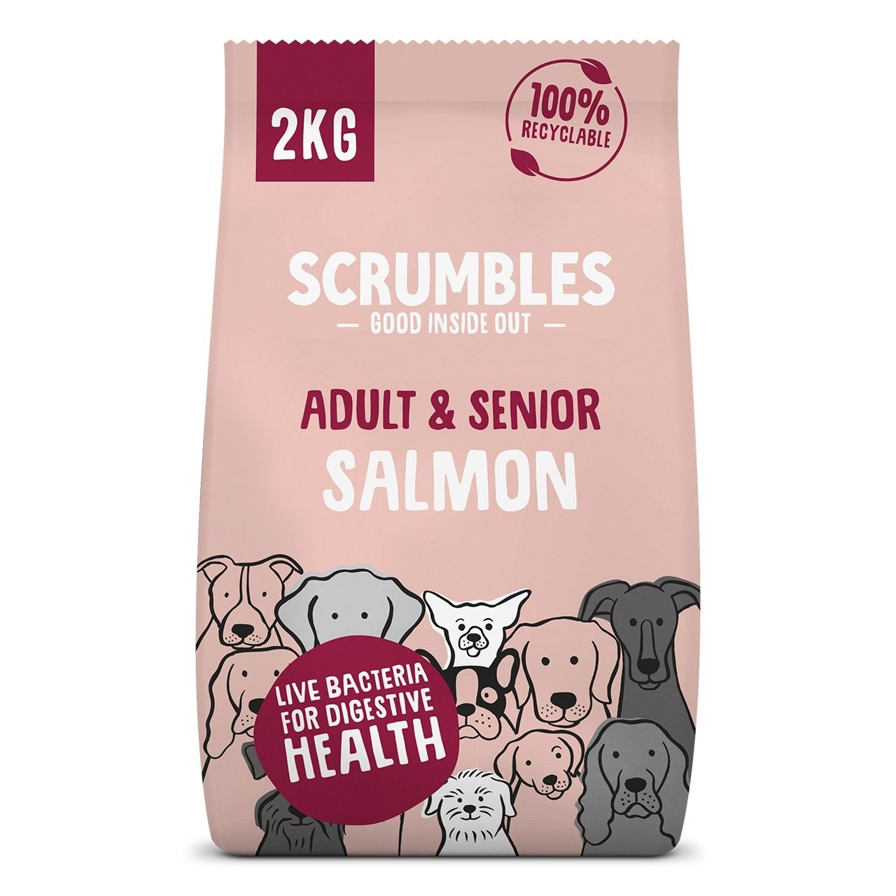 Scrumbles Dry Dog Food For Adults And Senior Dogs - Salmon 2Kg