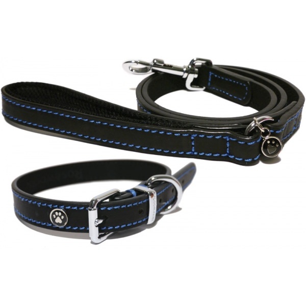 Rosewood Luxury Leather Dog Lead in Black - 40x3/4"