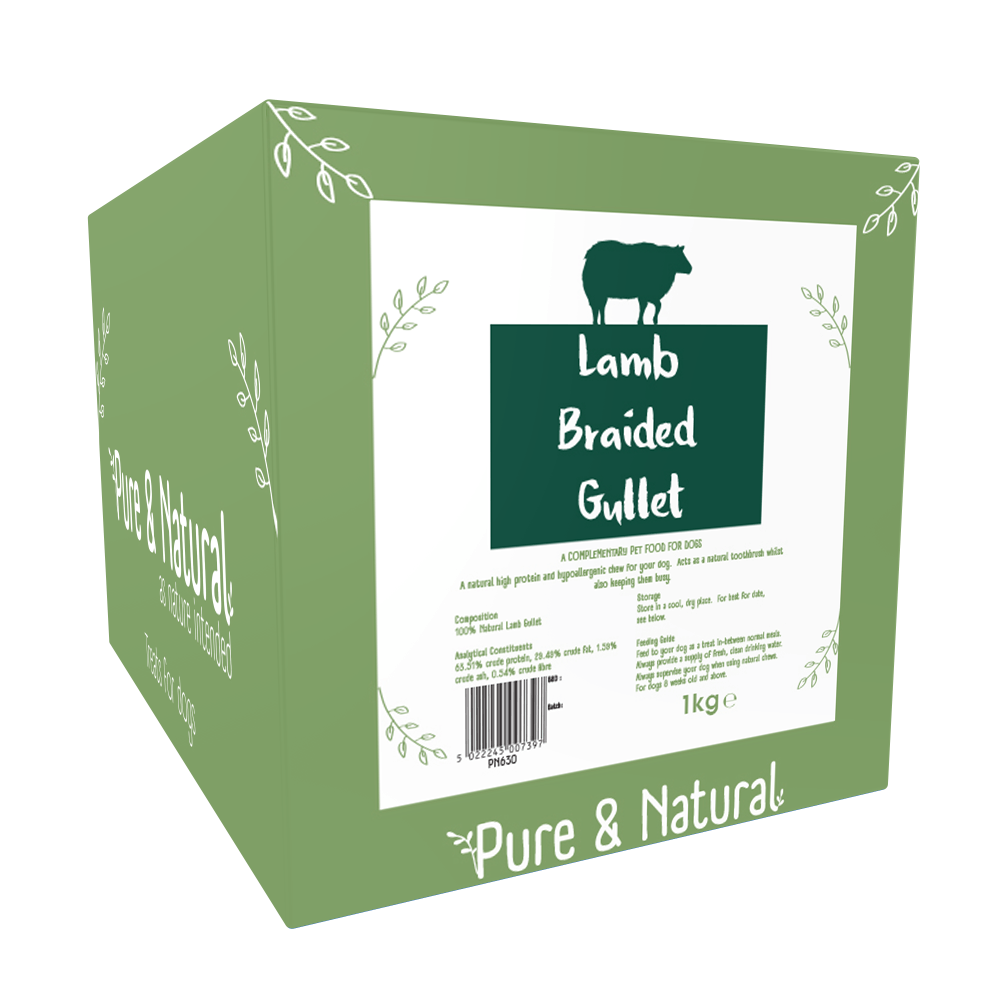 Pure And Natural Lamb Gullet Braided For Dogs - 1Kg