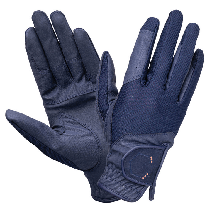 Coldstream Next Generation Blakelaw Diamante Navy/ Riding Gloves - Child Extra Silver Small