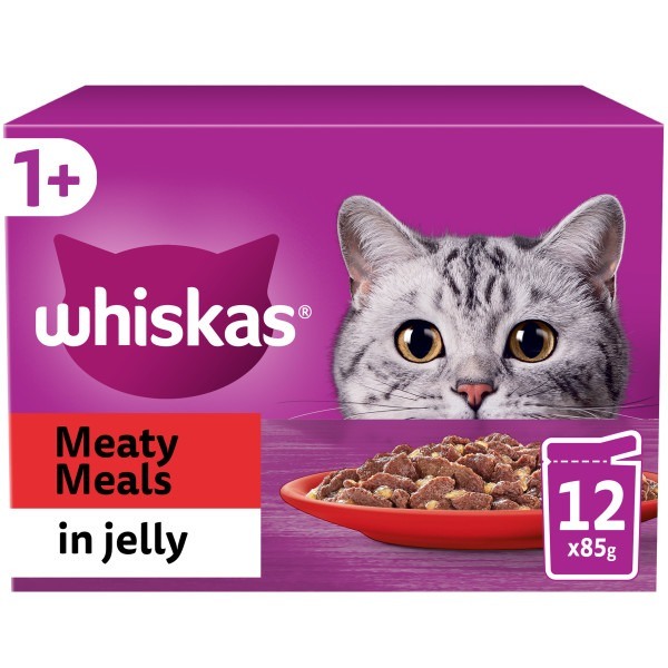 Whiskas 1+ Cat Pouches Meaty Meals In Jelly - 12 X 85G Size 1