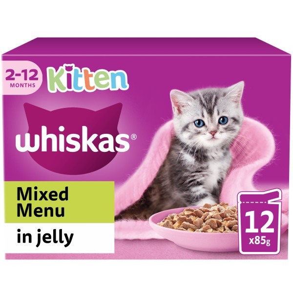 Whiskas Kitten Cat Pouches Mixed Menu In Jelly - X 85G Size 12