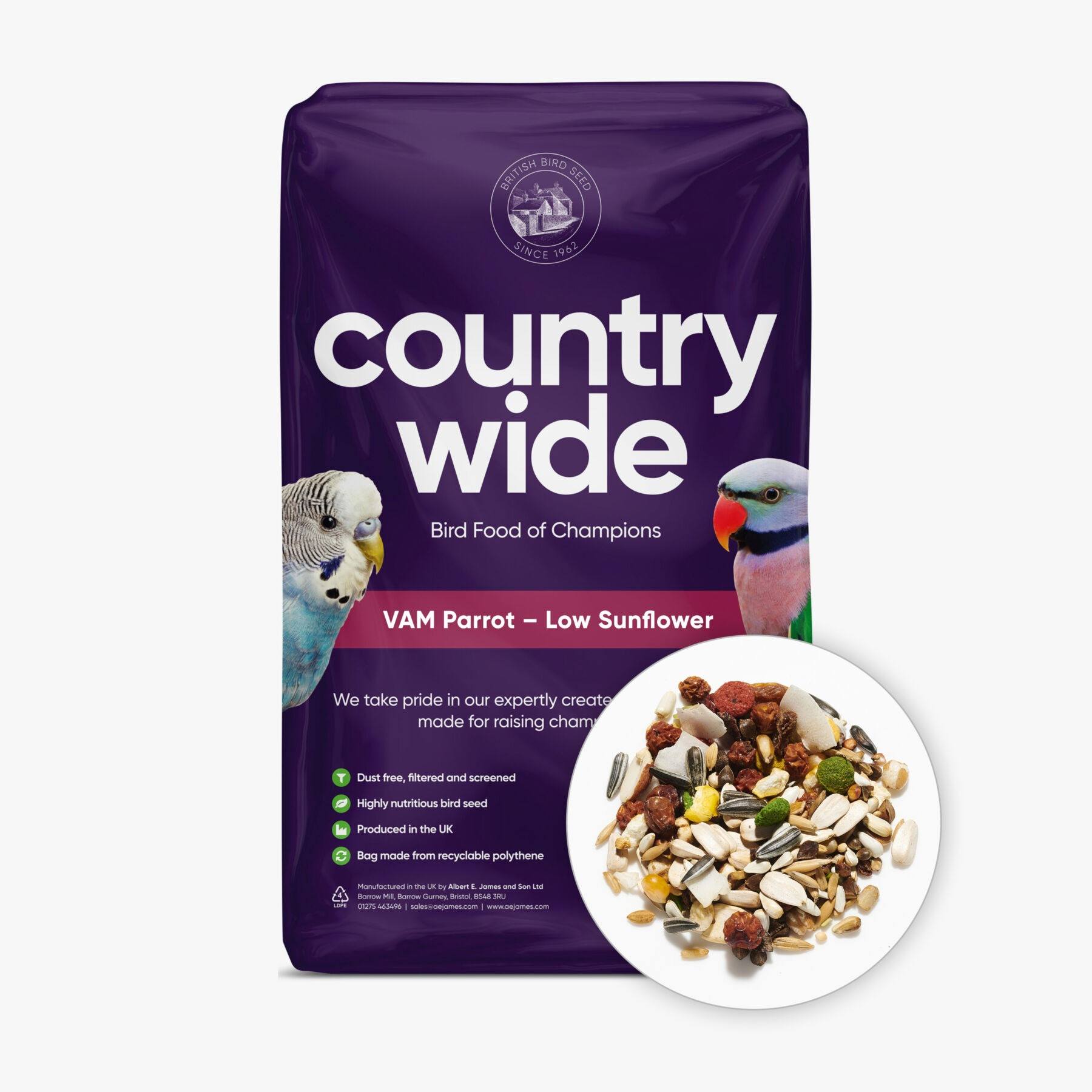 Countrywide Vam Parrot Low Sunflower Bird Mix - 12.5Kg