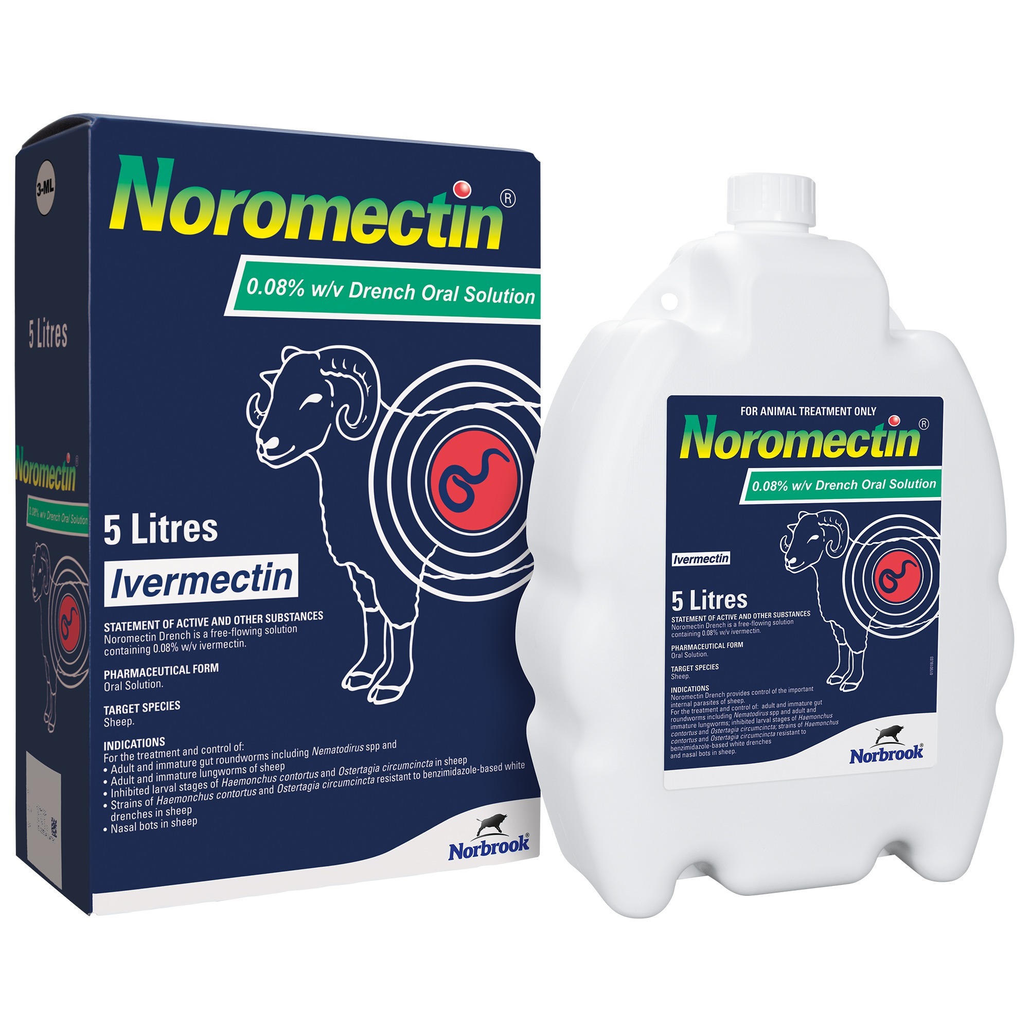 Norbrook Noromectin 0.08% Drench Wormer - Litre Bottle Size 5