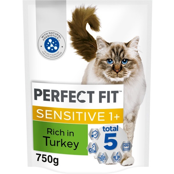 Perfect Fit Turkey Sensitive Cat Food Adult 1+ - 750G Size 1