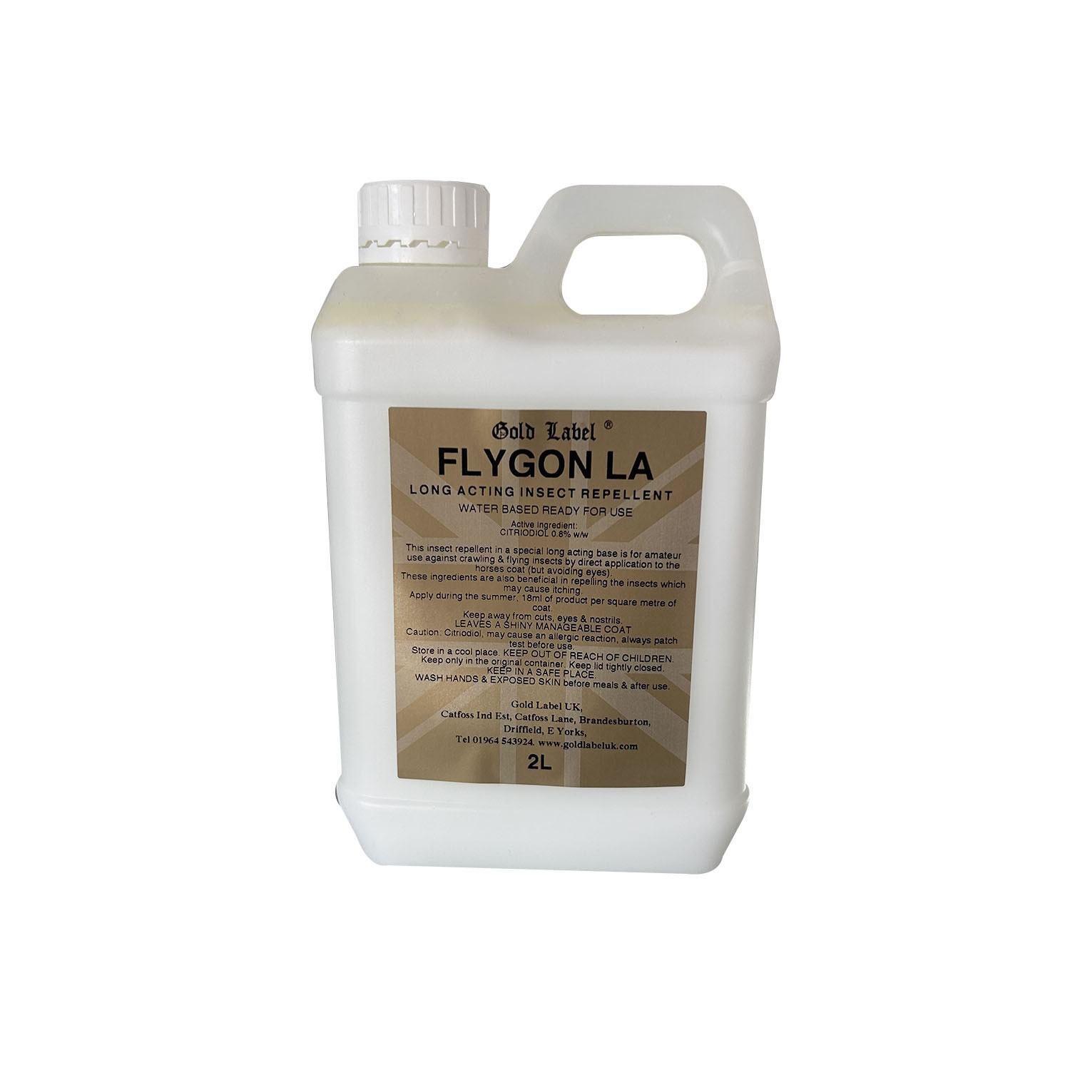 Label Flygon La Range For Horses - Liquid - Litre Bottle Gold Size 2