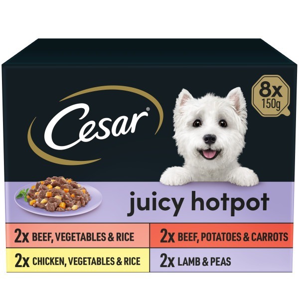 Cesar Juicy Hotpot Mixed Selection Dog Food - X 150G Brown Size 8