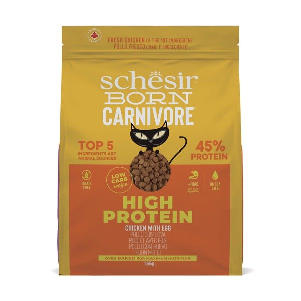 Schesir Dry Adult Cat Food Born Carnivore Chicken And Egg - Grain 255G