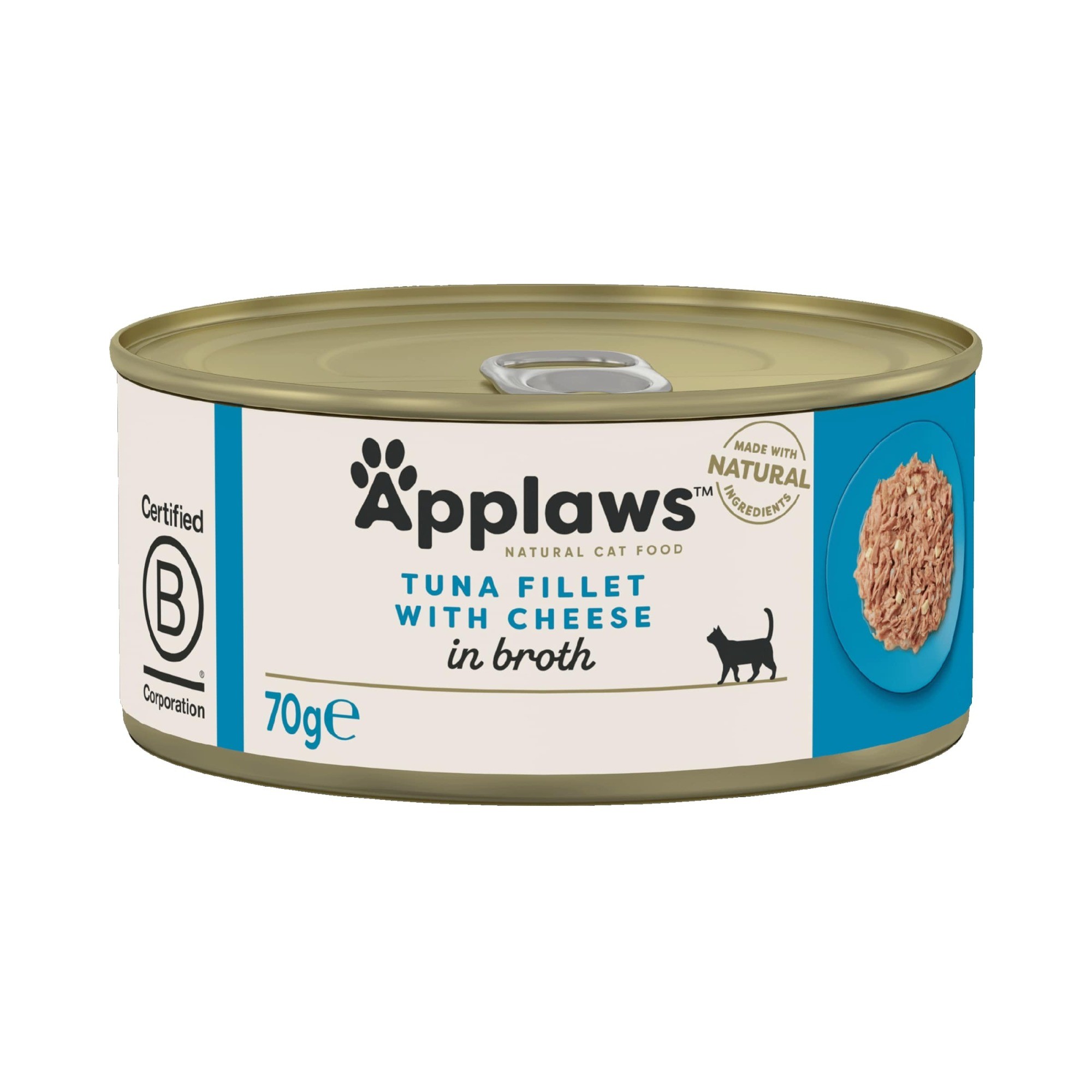 Applaws Natural Tuna Fillet with Cheese in Broth Tins Cat Food - 24 x 70g
