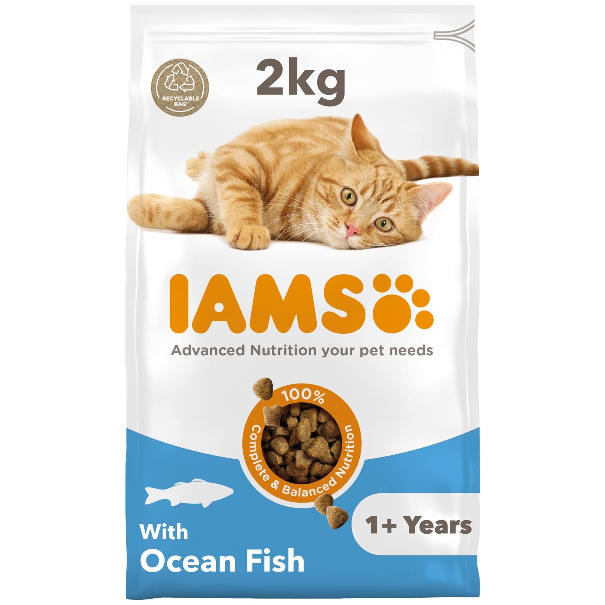Iams Complete Adult 1+ With Ocean Fish Cat Food - 2Kg Size 1