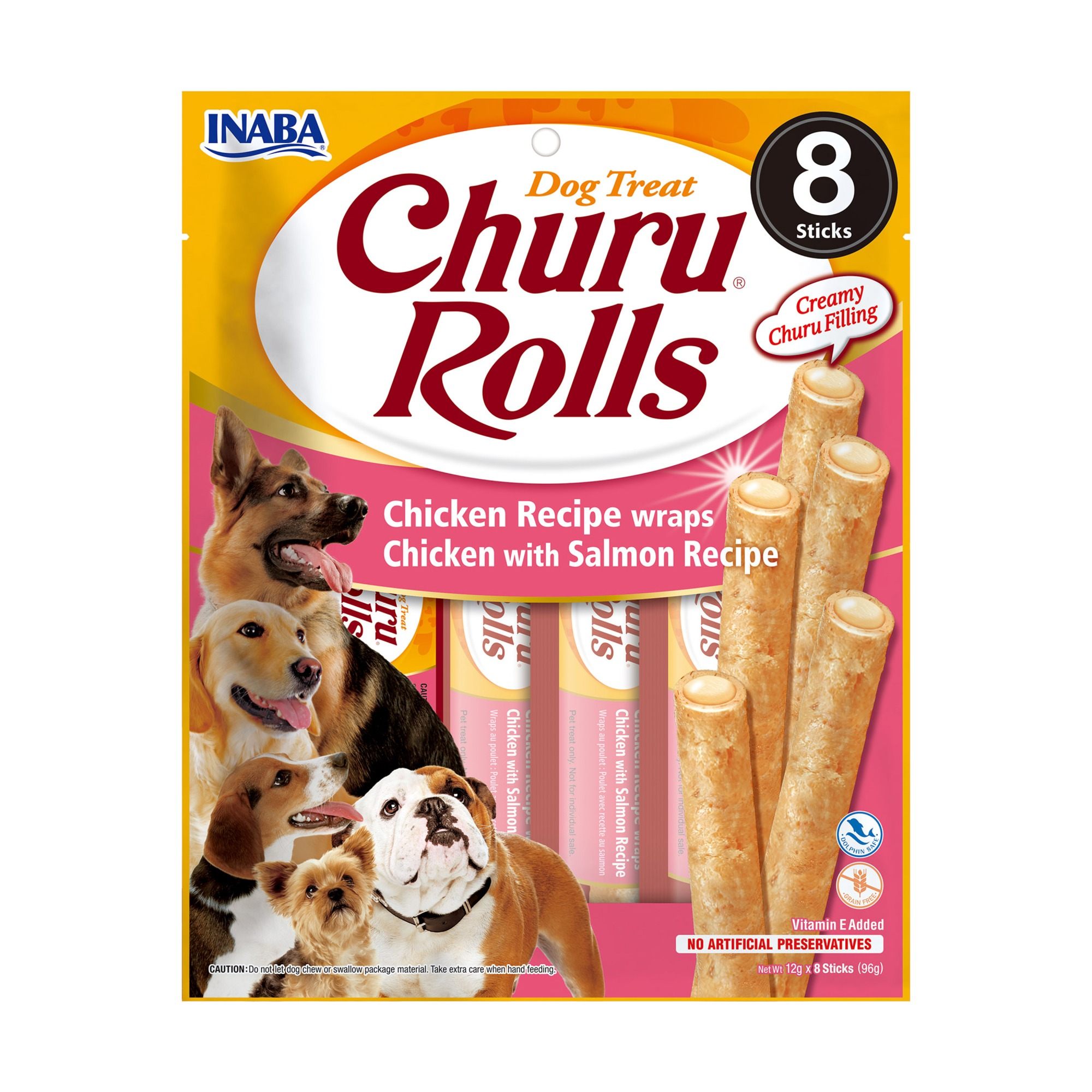 Inaba Churu Rolls Chicken Recipe Wraps Chicken With Recipe For Dogs - Sticks Salmon Size 8