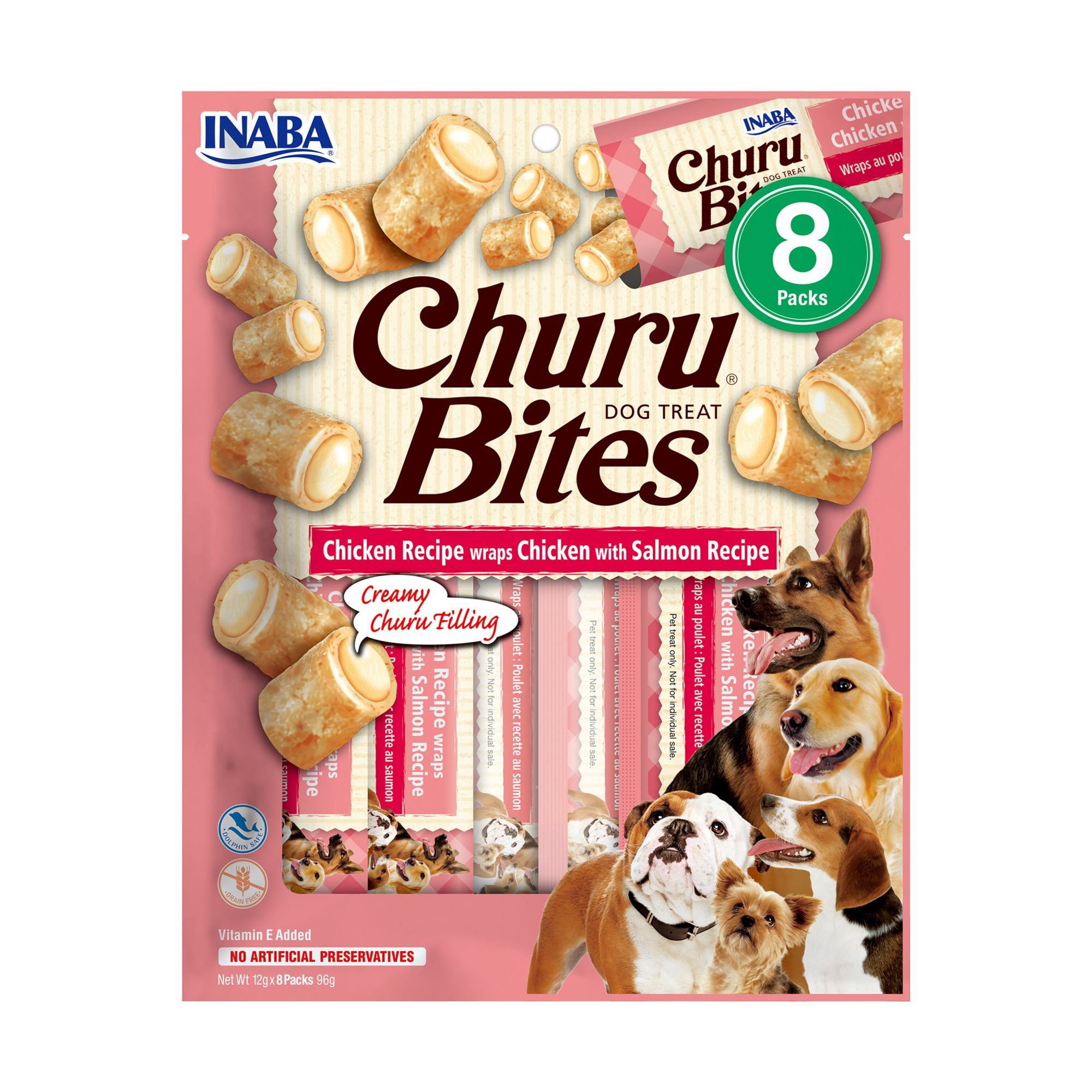 Inaba Churu Bites Chicken Recipe Wraps Chicken With Recipe For Dogs - X 12G Salmon Size 8