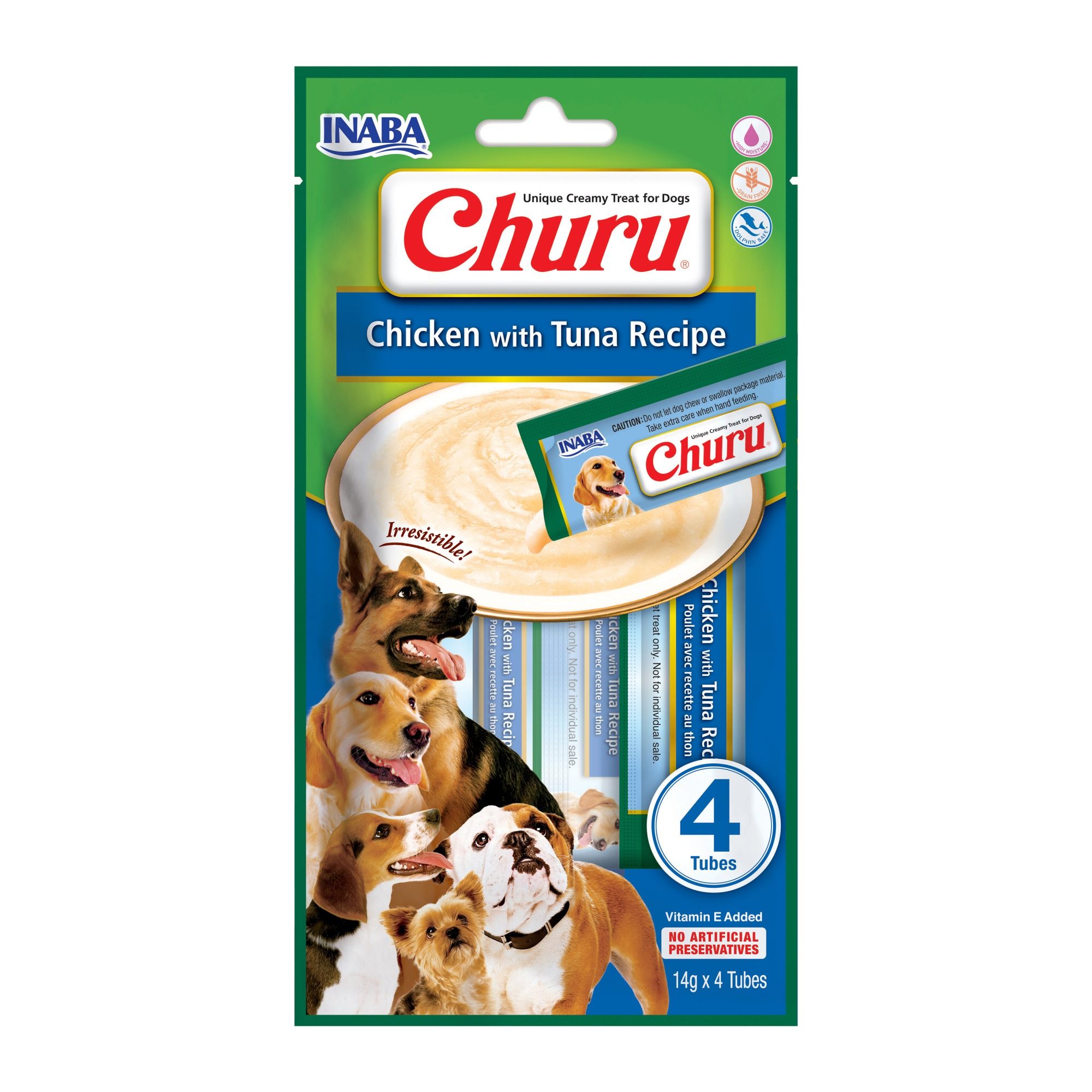 Inaba Churu Chicken With Tuna Recipe For Dogs - X 20G Green Size 4