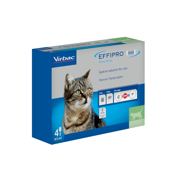 Virbac Effipro Duo Flea And Tick Spot On Solution For Cats And Dogs - Cat - Pipettes Size 4