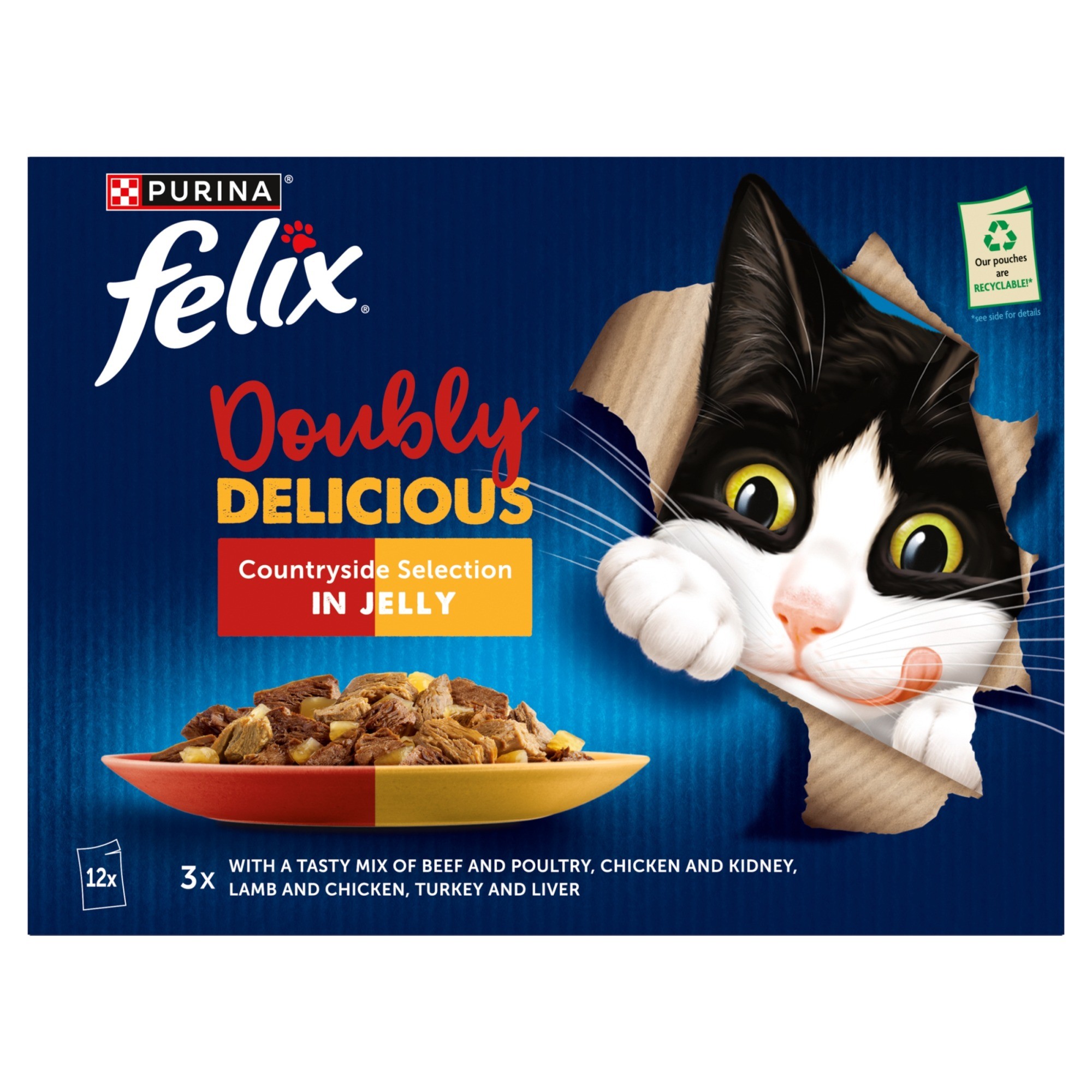 FELIX Doubly Delicious Countryside Selection in Jelly Wet Cat Food - 12 x 85g