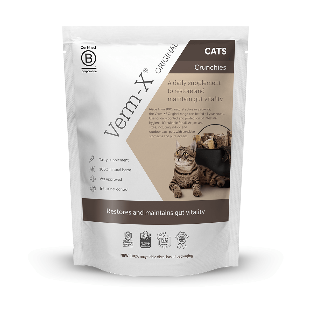 Verm-X Cat Crunchies Treats - Pouch Salmon 120G