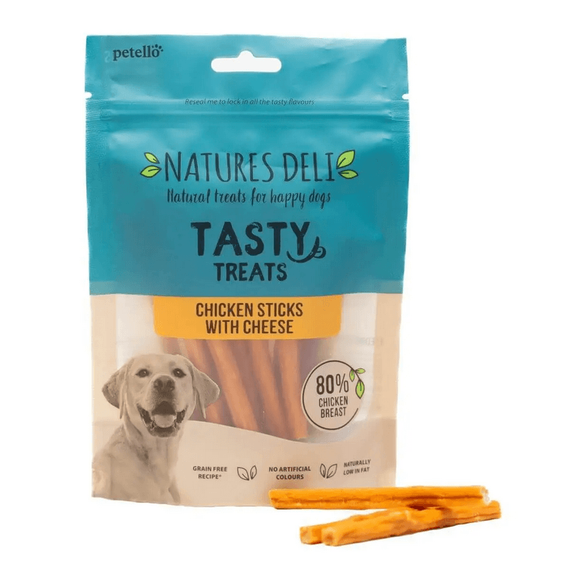 Petello Natures Deli Soft Strips Dog Treats - Chicken Sticks With Cheese - 100G