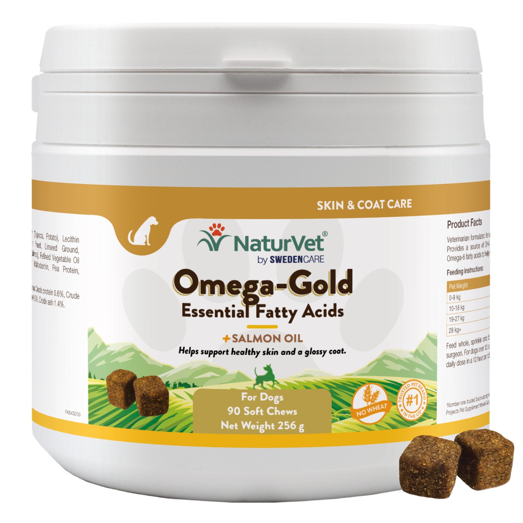 Swedencare Naturvet Omega Essential Fatty Acids Supplement For Dogs - 90 Chews Gold Size 3