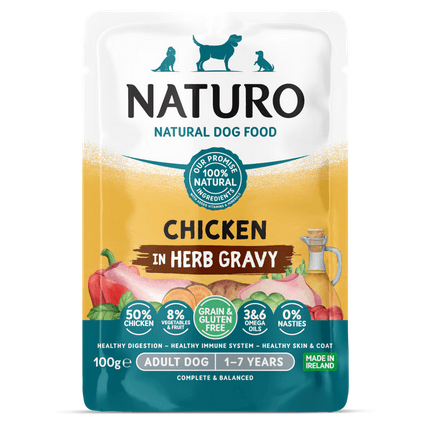 Naturo Pet Foods Naturo And Gluten Free Chicken In Herb Gravy Adult Dog Food Pouch - X 100G Grain Size 12