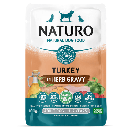 Naturo Pet Foods Naturo And Gluten Free Turkey In Herb Adult Dog Food Pouch - X 100G Grain Size 12