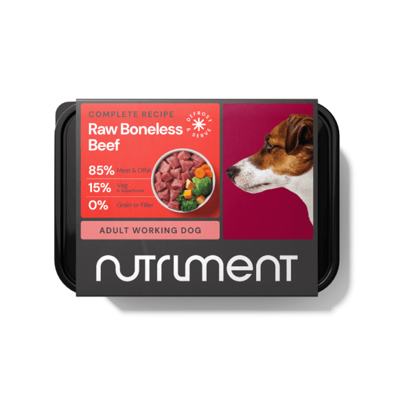 Nutriment Boneless Beef Raw Adult Working Dog Food - 500G