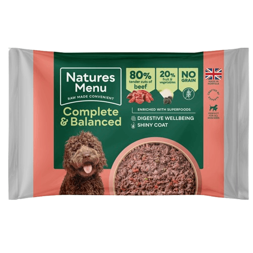 Natures Menu Complete And Balanced 80/20 Beef Block Raw Dog Food - Green 500G