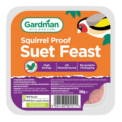 Gardman Squirrel Proof Suet Feast For Birds - 300G