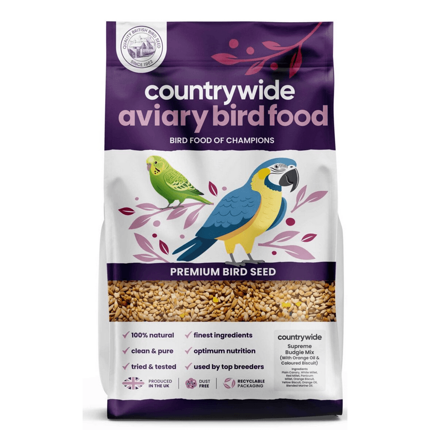 Countrywide Supreme Budgie Mix With Oil And Biscuit Bird Food - Orange 20Kg