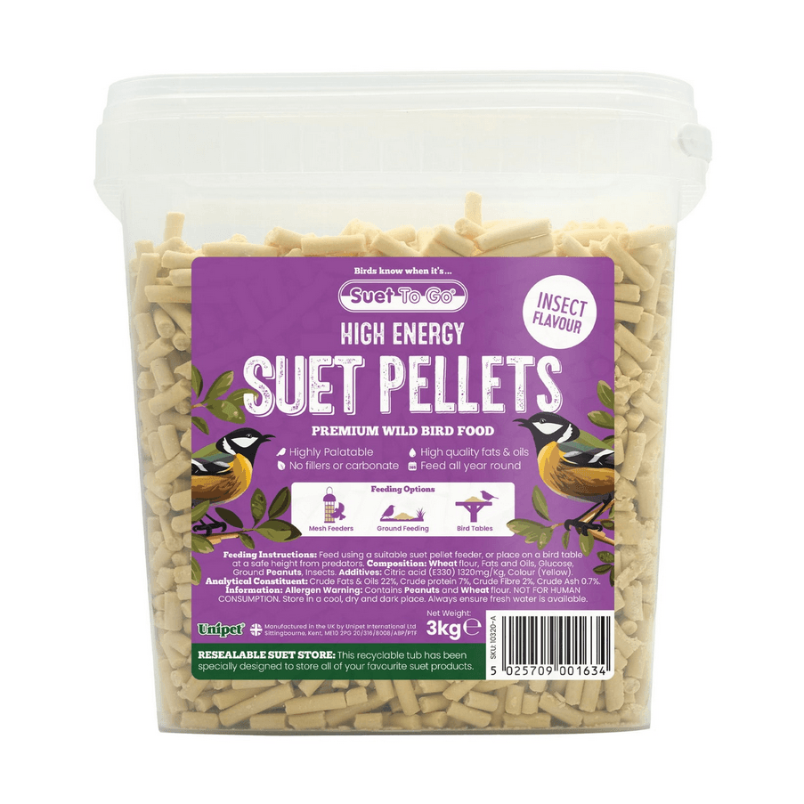Unipet International Suet To Go High Energy Insect Pellets For Birds - 3Kg