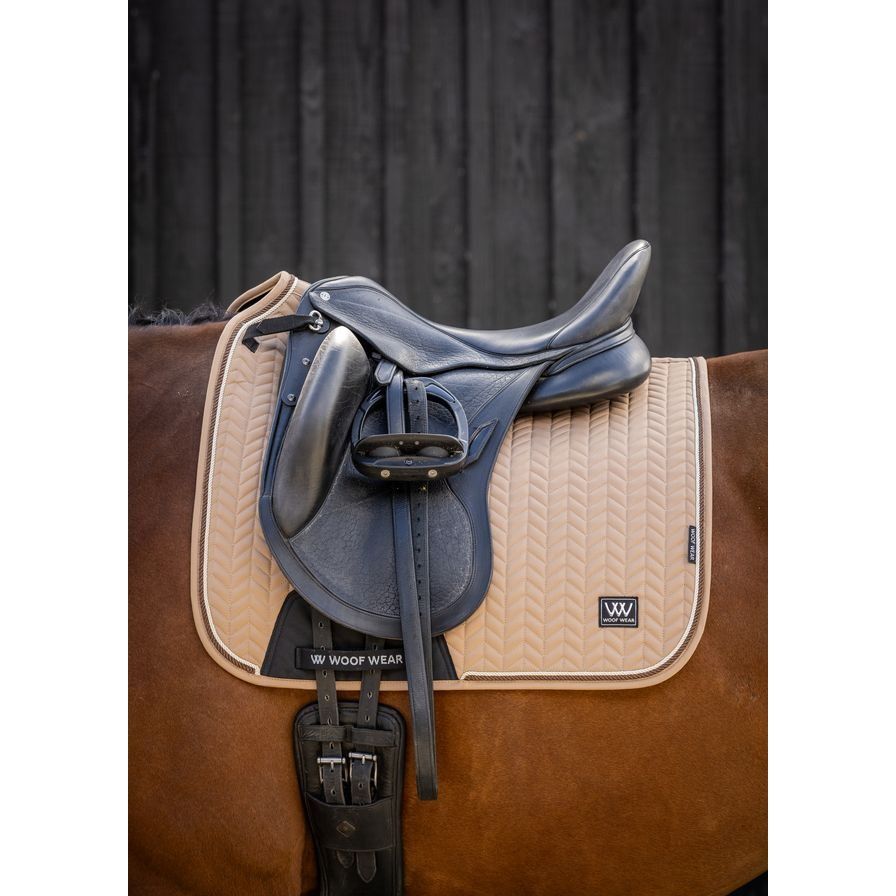 Woof Wear Herringbone Dressage Pad | Caramel - Cob Silver