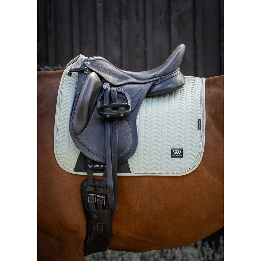 Woof Wear Herringbone Dressage Pad | Sage - Full Blue/Silver