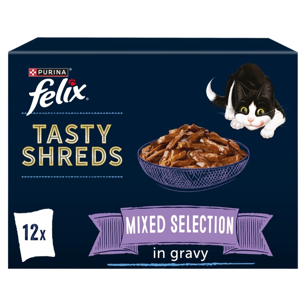 Felix Tasty Shreds Mixed Selection In Gravy Wet Cat Food - X 80G Size 12