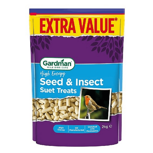 Gardman Seed And Mealworm Suet Treats Wild Bird Food - Blue/Coal 2Kg